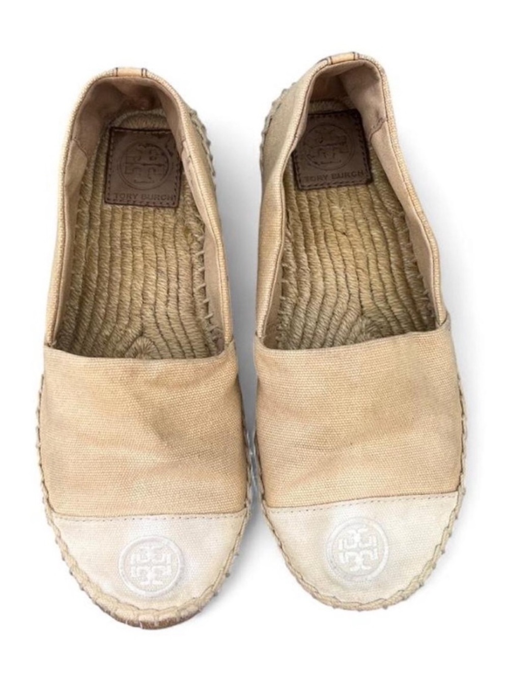 Tory Burch Tan Canvas Espadrilles Size 7.5